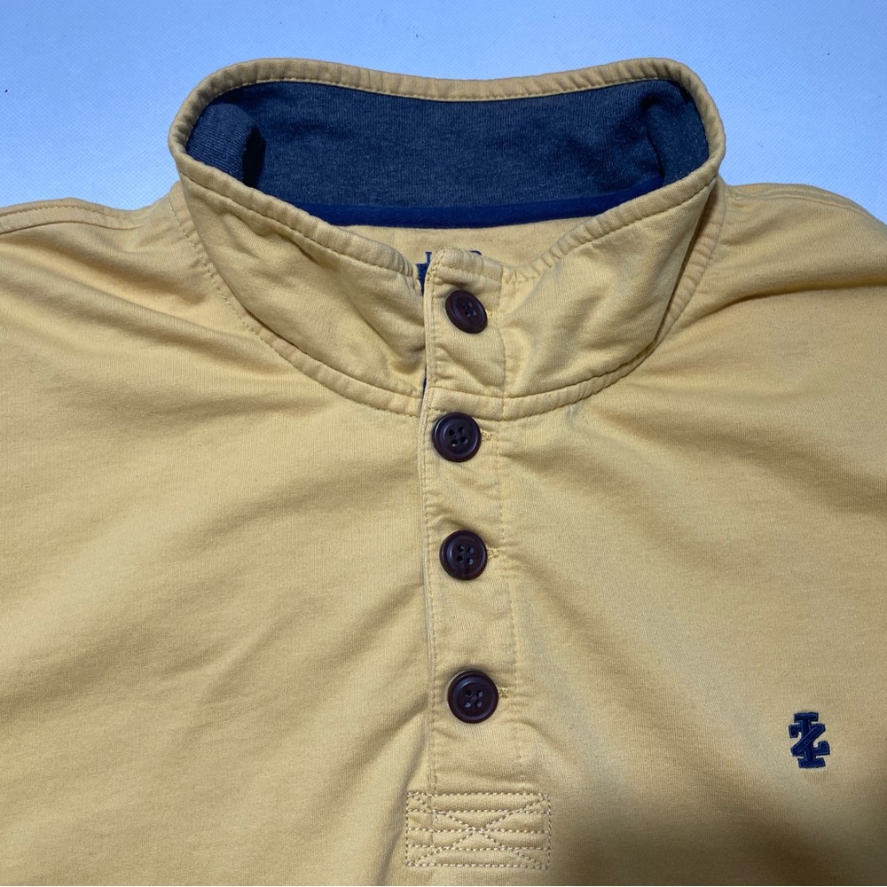 GOOD- Size XXL Mens IZOD Long Sleeve 1/4 Button Pullover Cotton Polyester Yellow - Picture 7 of 9